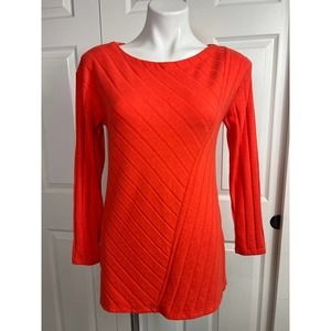 Anthropologie Maeve Asymmetrical Devine Soft Knit Sweater Tunic Top Orange S